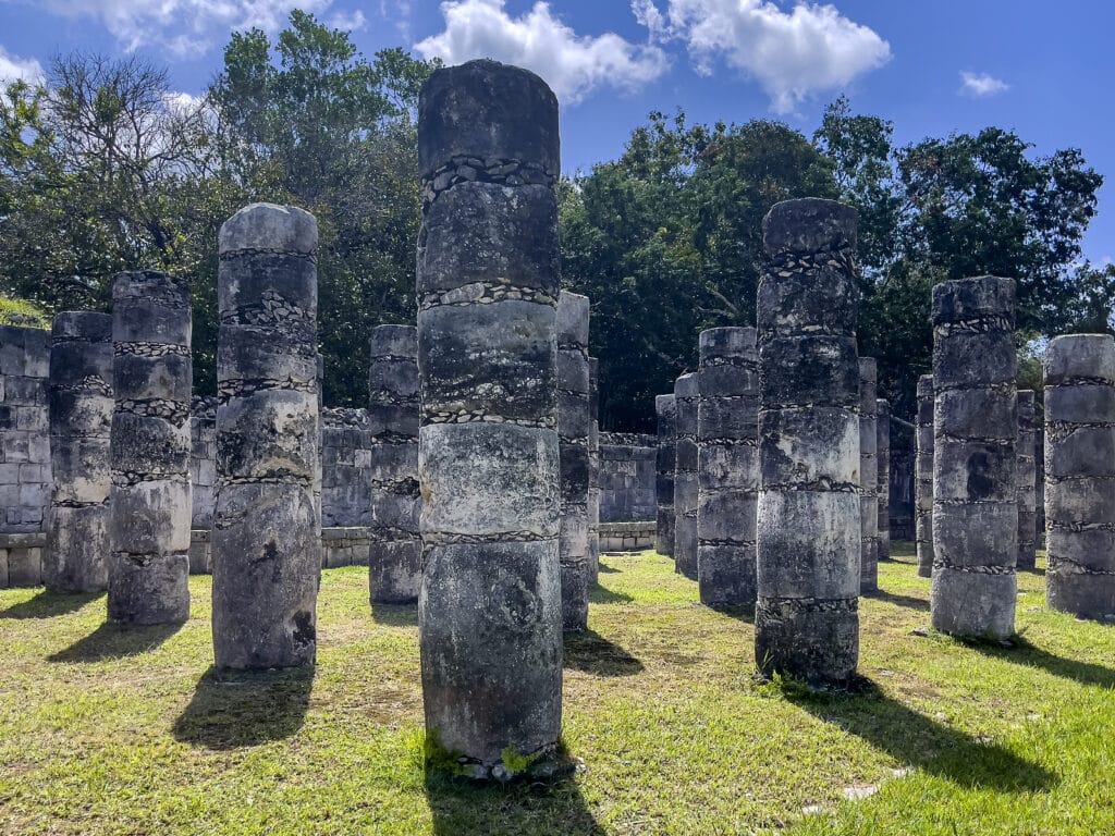 Chichen Itza, Columns In The Temple Of The Thousand Warriors.